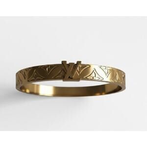 Louis Vuitton LV Initiales Gold Bangle Bracelet (LVXX018)